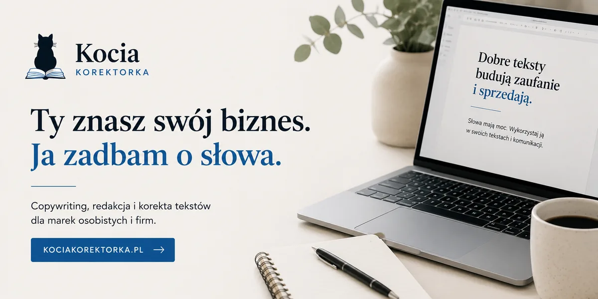 Kocia Korektorka – copywriting, redakcja i korekta tekstów dla marek osobistych i firm. Napisz do mnie.